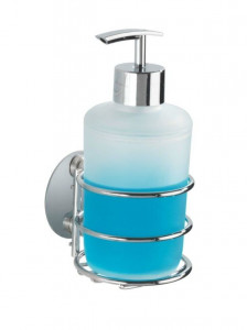 Dispenser sapun lichid argintiu din otel si polipropilena pentru perete 285 ml Turbo-Loc Wenko