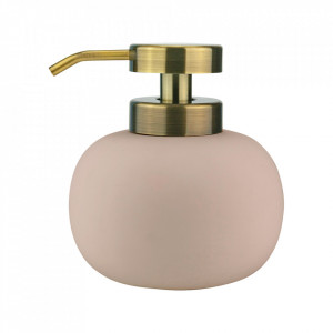 Dispenser sapun lichid roz pudra/maro alama din ceramica si metal 11x13 cm Lotus Mette Ditmer Denmark