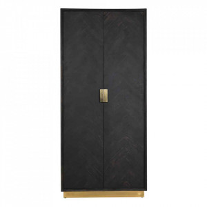 Dulap negru/auriu din lemn si inox 220 cm Blackbone Richmond Interiors