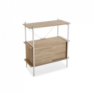 Etajera alba/maro din otel si lemn 91,7 cm Shelf Cabinet Mini Versa Home