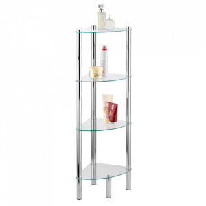 Etajera argintie/transparenta din metal si sticla 104 cm Yago Wenko