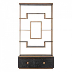 Etajera neagra/aurie din lemn si metal 220 cm Hunter Richmond Interiors