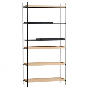 Etajera neagra/maro din lemn de stejar si metal 201 cm Tray Shelf VI Woud