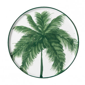 Farfurie intinsa alba/verde din portelan 22 cm Palms HK Living