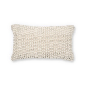 Fata de perna alba din fibre 30x50 cm Mascarell Kave Home