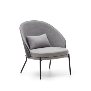 Fotoliu gri deschis/negru din textil Eamy Kave Home