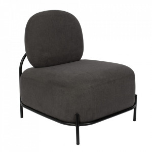 Fotoliu gri din poliester si fier Polly Grey White Label