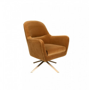 Fotoliu rotativ galben mustar din catifea Whiskey Robusto Dutchbone