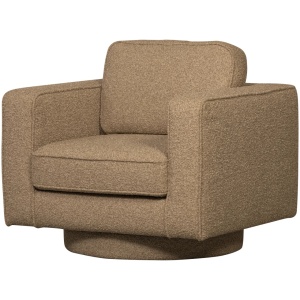 Fotoliu rotativ maro din textil Lazy Boucle Woood