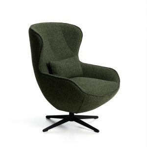 Fotoliu rotativ verde inchis din textil Sorile Chenille Kave Home
