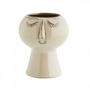 Ghiveci bej/maro din ceramica 13 cm Face Imprint Madam Stoltz