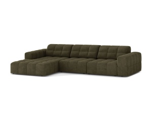 JCanapea modulara cu colt verde din textil pentru 4 persoane Jennifer Chenille Left 294 Micadoni
