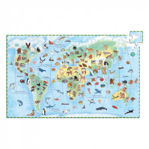Joc tip puzzle multicolor din carton World's Animals Djeco