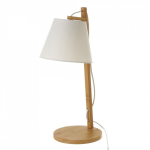 Lampa birou alba/maro din carton si lemn 50 cm Sandra The Home Collection