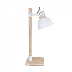 Lampa birou maro/alba din metal si lemn 50 cm Gearwood Steinhauer