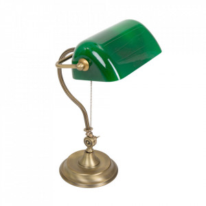 Lampa birou verde/maro bronz din sticla si metal 44 cm Calais Steinhauer