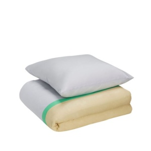 Lenjerie de pat bej/multicolora din bumbac 140x200/60x63 cm Block Hubsch