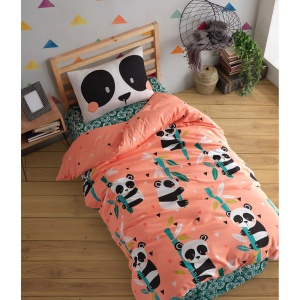 Lenjerie pat roz/gri din bumbac Panida The Home Collection