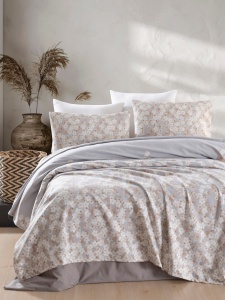 Lenjerie pat roz prafuit din bumbac Piti Yaprak Double The Home Collection