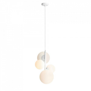 Lustra alba din sticla cu 4 becuri Bloom Quiet Object