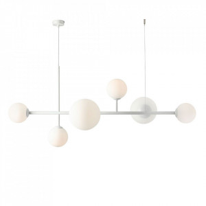 Lustra alba din sticla cu 6 becuri Dione Quiet Object