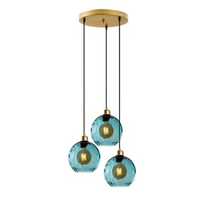 Lustra aurie/albastra din metal cu 3 becuri Benek The Home Collection