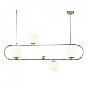 Lustra aurie din fier si sticla cu 4 becuri Jada The Home Collection