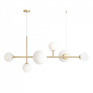 Lustra maro alama/alba din sticla cu 6 becuri Dione Aldex