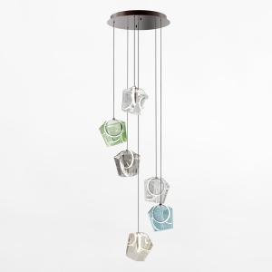 Lustra multicolora din metal cu 6 LED-uri Colore Pendant Zuma Line