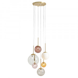 Lustra multicolora din sticla cu 6 becuri Bosso Quiet Object