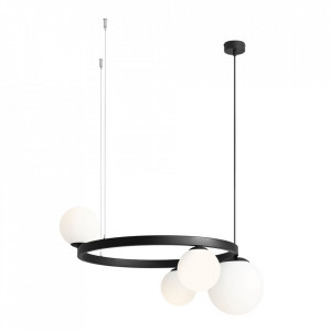 Lustra neagra/alb din sticla cu 4 becuri Garda Quiet Object