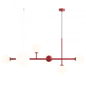 Lustra rosie/alba din sticla cu 6 becuri Dione Quiet Object