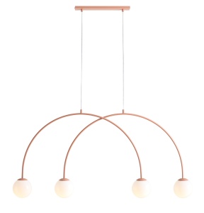 Lustra rosu corai din metal cu 4 becuri Una S Quiet Object