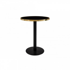 Masa bar rotunda cu blat din sticla neagra 70 cm Pigalle Versmissen