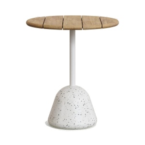 Masa bistro exterior maro/alba din ciment 70 cm Saura Natural Kave Home