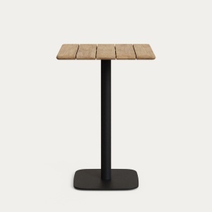 Masa bistro exterior neagra/maro din lemn 70x70 cm Saura Kave Home