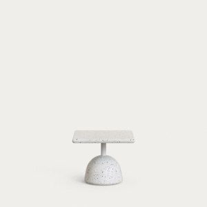 Masa cafea exterior alba din ciment 44x44 cm Saura Kave Home
