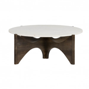 Masa de cafea alba/maro din marmura 92 cm Cormia Thai Natura