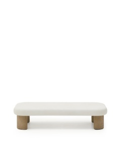 Masa de cafea exterior alba/maro din ciment 70x140 cm Labra Kave Home