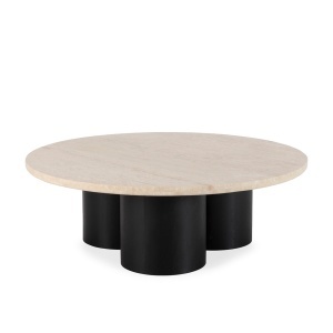 Masa de cafea neagra/bej din piatra 120 cm Oliver Thai Natura