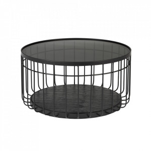 Masa de cafea neagra din metal 60 cm Lance Quiet Object