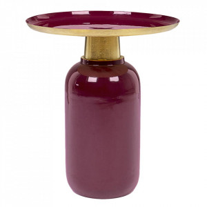 Masa de cafea rosu burgund/maro alama din metal 41 cm Nalima Bizzotto