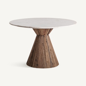Masa dining alb/maro din marmura 120 cm Toigne Vical Home