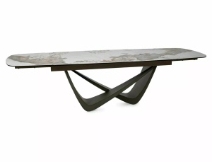 Masa dining extensibila alba/maro cupru din metal 98x200(290) cm Maranello The Home Collection