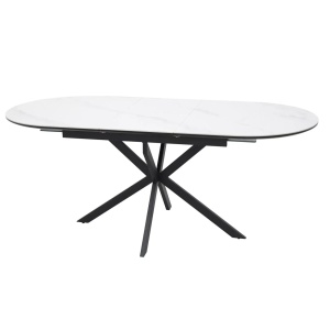 Masa dining extensibila alba/neagra din metal 80x140(180) cm Gaston The Home Collection