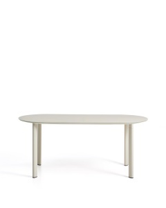 Masa dining exterior ecru din metal 90x180 cm Erice Kave Home