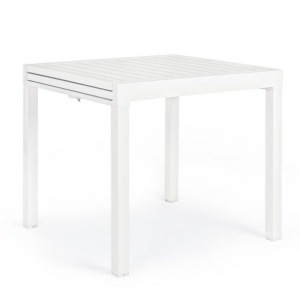 Masa dining exterior extensibila alba din metal 80x83(166) cm Pelagius Bizzotto