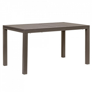 Masa dining exterior extensibila maro din metal 77x140(210) cm Hilde Bizzotto