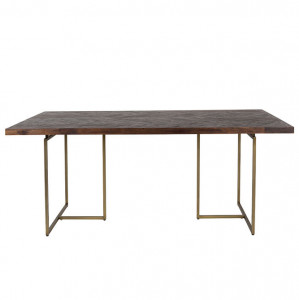 Masa dining maro/auriu antic din lemn de salcam si otel 90x220 cm Class Dutchbone