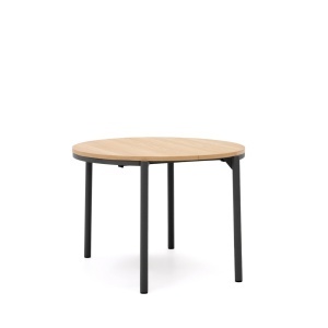 Masa dining maro/neagra din lemn 90(170) cm Montuiri Kave Home